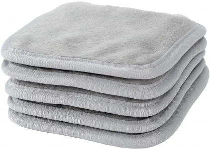 S&T Inc. Reusable Makeup Remover Wipes, Microfiber Face Cloths For Washing Makeup And Oil From Skin, Travel Essentials, Grey, 5 Inch X 5 Inch, 5 Pack