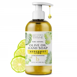Brittanie'S Thyme Organic Natural Hand Soap, 12 Oz (Bergamot & Lime) Castile Soap Made Olive Oil And Natural Luxurious Essential Oils. Vegan & Gluten