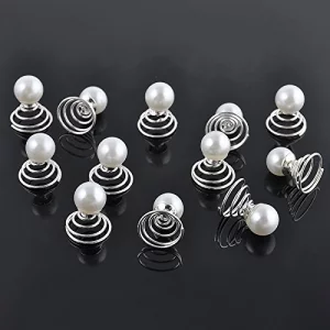 Chris.W 12Pcs Spiral Hair Pins Swirl Hair Twists Coils Hair Clip Accessories For Wedding, Prom, Party And Special Event(Pearl)