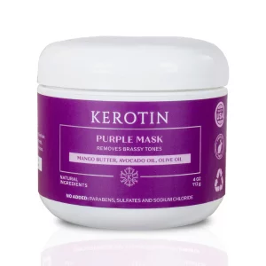 Kerotin Purple Hair Mask - Ultra Nourishing And Moisturizing Mask For Blondes And Silver Hair; Removes Brassy Tones And Deeply Moisturizes - Free Of