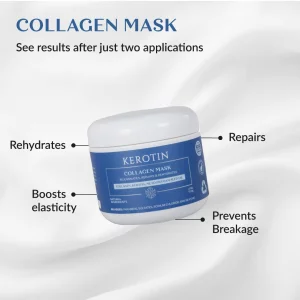 Kerotin Hair Mask - Collagen Hair Treatment With Keratin, Collagen, And Vitamin E, Repair Damaged Hair, Prevent Breakage, And Control Frizz. Made In