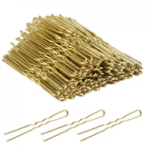 U Shaped Hair Pins,Tsmaddts 100 Pcs Blonde Bun Hair Pins For Women Girls With Box (Golden 2.4 Inch)