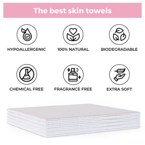 Dermatech Skincare Premium Disposable Face Towels 50Pcs | 100% Biodegradable Face Towelettes | Eco-Friendly Daily Facial Towels | Clean Skin Towels