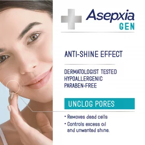 Asepxia Gen Facial Exfoliating Scrub Gel For Oily Skin With Anti-Brightness Effect, 3.5 Oz