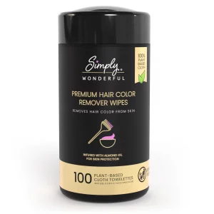 Simply Wonderful Hair Color Remover Wipes For Face & Skin - 100 Count Plant-Based Cloth Towlettes, Non-Irritating Almond Oil Infused For Skin Protect