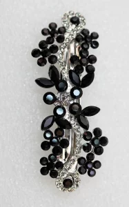 Faship Gorgeous Black Crystal Flower Hair Barrette