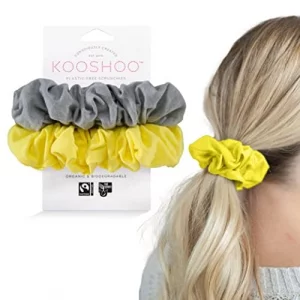Kooshoo Scrunchies - Organic Cotton Scrunchie Set Made From Plants - Washable, Durable, No-Damage Accessories For All Hair Types - Fair Trade, Ethica