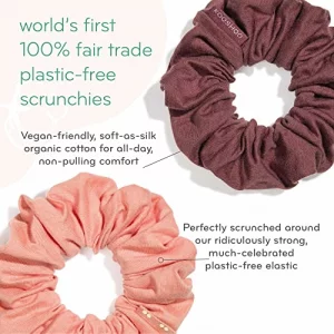 Kooshoo Scrunchies - Organic Cotton Scrunchie Set Made From Plants - Washable, Durable, No-Damage Accessories For All Hair Types - Fair Trade, Ethica