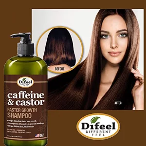 Difeel 3-Pc Caffeine & Castor Shampoo, Conditioner & Hair Oil For Faster Hair Growth - With 33.8Oz Shampoo, 33.8Oz Conditioner & 7.78Oz Hair Oil