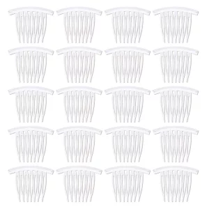 Lawie 20 Pack 4 Inch Clear White Plastic Hair Side Comb With Long Teeth Hairpins Grips Barrettes Clamps Bows For Women Bridal Wedding Veil Decorative