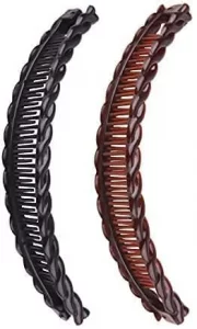 2 Pack One Black And One Brown Large Banana Clips Fish Clips Long Hair Clips Banana Fish Clip Comb Grip Hair Clips