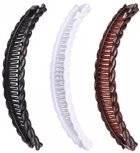 2 Pack One Black And One Brown Large Banana Clips Fish Clips Long Hair Clips Banana Fish Clip Comb Grip Hair Clips