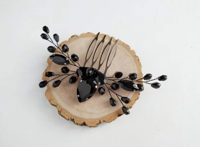 Beryuan Women Rhinestone Onyx Black Teardrop Small Hair Comb Bridal Wedding Hair Accessory Crystal Gift For Her Party Headpiece