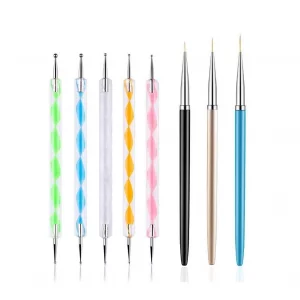 Fulinjoy 5Pcs Dotting Pens With 3 Pcs Nail Painting Brushes, Nail Art Design Tools