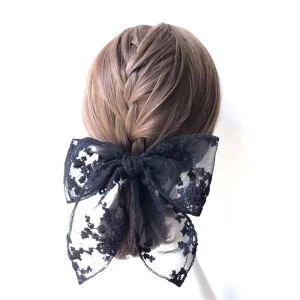 Asphire Vintage Lace Large Bow-Knot Hair Clip Handmade Embroidery Bridal Butterfly Barrette Clip Women'S Updo Hair Piece Prom Party Daily Decor Acces