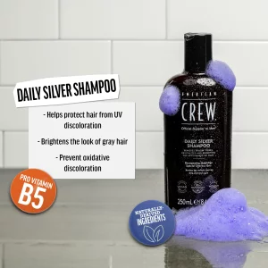 American Crew Men'S Shampoo, Daily Silver Shampoo, Naturally Derived, Vegan Formula, 8.4 Fl Oz