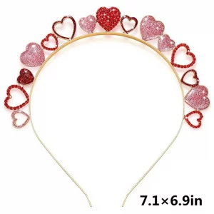Avmbc ValentineS Day Heart Headbands Glitter Rhinestone Heart Hairbands Love Heart Hair Hoop For ValentineS Day Party Wedding Engagement Hair A