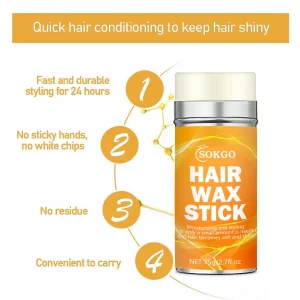 Hair Wax Stick, Wax Stick For Hair Slick Stick, Long-Lasting Not Greasy Hair Styling Wax For Hair Edge Control Smooth Wigs Flyaways Edge Frizz Hair,