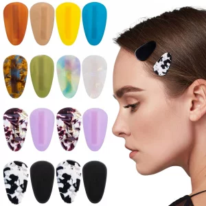 Hinzic 16Pcs Teardrop No Bend Hair Clips Tiny Small No Crease Bangs Creaseless Hair Clips Flat Duckbill Acrylic Resin Barrettes For Women Girls Makeu