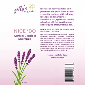 Gilly'S Organics Organic Shampoo, Fresh Lavender Scent - 2-In-1 Natural & Super Gentle Cleaner For Soft & Thick Hair - Infused With Aloe