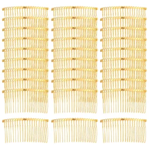 Cinaci 30 Pack Gold Metal Hair Side Combs Slide Bun Holder With 20 Teeth Diy Headpieces Clips Grips Barrettes Accessories For Women Girls Brides Veil