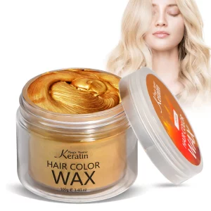 Temporary Hair Color Wax Blonde Golden, Magic Master Keratin Hair Dye Paint Wax, 3.4 Fl Oz Natural Washable Temporary Hair Color For Kids Girls Women