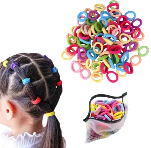 100 Pcs Cotton Hair Ties Elastic Hair Ties Mini Hair Bands Seamless Soft Ponytail Holder Hair Accessories For Baby Kids Girls Multicolored
