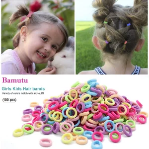 100 Pcs Cotton Hair Ties Elastic Hair Ties Mini Hair Bands Seamless Soft Ponytail Holder Hair Accessories For Baby Kids Girls Multicolored