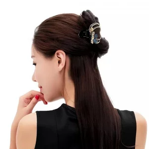 Yusier 2Pcs Heart-Shaped Rhinestone Hair Clips For Women Duckbill Hair Clips Ponytail Clip Hair Barrettes For Women Hair Decorative Hair Clips (Plum