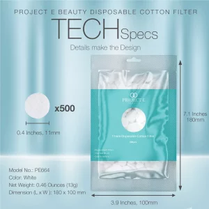 500Pcs Cotton Filter (11Mm) By Project E Beauty | Microdermabrasion Replacement Filters | Round Filtering Pads | Facial Vacuum Filters Accessories |