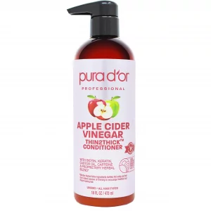Pura D'Or Apple Cider Vinegar Thin2Thick Conditioner (16Oz / 473Ml) Biotin, Keratin, Caffeine, Castor Oil & Key Active Ingredients For All Hair Types