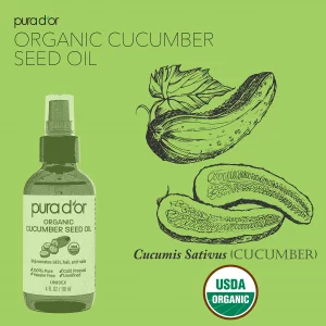 Pura D'Or 4 Oz Organic Cucumber Seed Oil100% Pure Usda Certified Premium Grade All Natural Moisturizer, Cold Pressed, Unrefined, Hexane-Free Base Car
