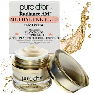 Pura D'Or 1.7 Oz Radiant Glow Am Face Cream - Methylene Blue, Polyphenols, Flavonoids, Apple Stem Cell Extract - Aloe Vera Base Anti-Aging Morning Mo