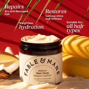 Fable And Mane Holiroots Hair Mask, Hydrating Hair Mask For Dry Damaged Hair And Growth. Deep Conditioning Hair Mask, Hair Treatment For Dry Damaged