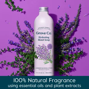 Grove Co. Hydrating Gel Hand Soap Refills (2 X 13 Fl Oz) + 1 X Reuseable Glass Soap Dispenser, Plastic-Free & Liquid Refillable Starter Kit, Natural