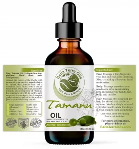 Bella Terra Oils - Organic Tamanu Oil 4Oz - Cold-Pressed & Pure, Packed With Antioxidants & Beneficial Nutrients, Achieve Silky Smooth Skin Naturally