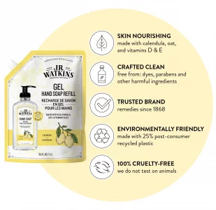 J.R. Watkins Liquid Hand Soap Lemon Refill, 34 Fl Oz