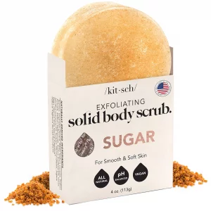 Kitsch Exfoliating Sugar Body Scrub Bar - Soap Bar For Smooth, Hydrated & Glowing Skin | Made In Us | Natural Exfoliating Bar Soap For Men & Women Wi