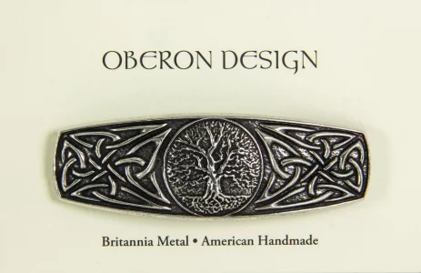 World Tree Hair Clip, Hand Crafted Metal Barrette Made In The Usa With A Medium 70Mm Clip By Oberon Design