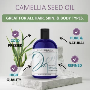 Organic Camellia Seed Oil - Organic Japanese Camelia Oil, 100% Natural, Unrefined, Cold Pressed, Non-Gmo Carrier - 1 Oz Glass Bottle - For Skin, Hair