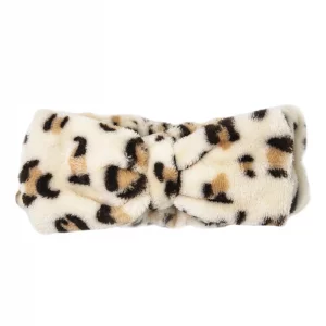 The Creme Shop Teddy Headband | Spa Headband | Headband For Washing Face | Skincare Headbands | Headbands For Women (Brown Leopard)