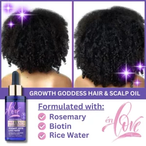 N Love Growth Goddess Hair & Scalp Oil With Rosemary, Biotin & Organic Rice Water | Strengthens & Thickens Curls | Repairs Split Ends | Promotes Gr