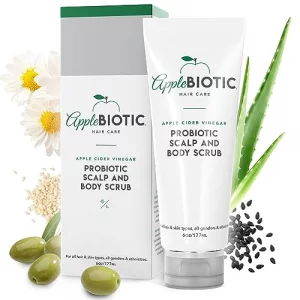 Applebiotic Exfoliating Scrub For Face And Body, With Sugar Crystals & Coconut Oil, Unclogs Pores & Moisturizes, Hair Scrub & Scalp Cleanser For Buil