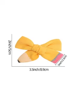 Pencil Girls Hair Bow Ponytail Holder Jumbo Hair Clips For Cheerleader Girls Jbc13 (Yellow Pencil Bow) 1 Count (Pack Of 1)