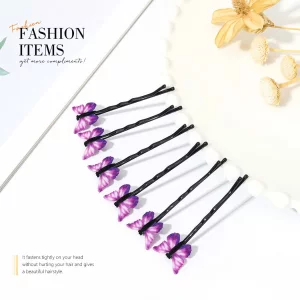 Bartosi Butterfly Hair Clips Purple Butterfly Hair Pin Butterfly Decorative Bobby Pins Wedding Hair Accessories For Women And Girls (Pack Of 6)