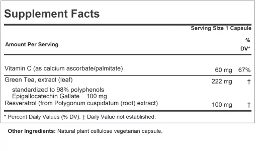 Andrew Lessman Resveratrol-100 EGCG 100-180 Capsules Two Naturally Occurring Anti-oxidants, Without Alcohol or Caffeine.