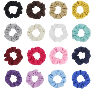 Pack of 16pcs Cotton Hair Scrunchies Single Jersey Solid Color Ponytail Holders Elastic Hair Ties for Women Accessories
