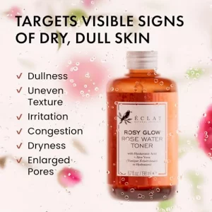 Rose Water Toner - Pure Rose Water with Hyaluronic Acid Aloe Vera Pore Minimizer Facial Toner Hydrating Face Toner for Women Rejuvenating and Soothi