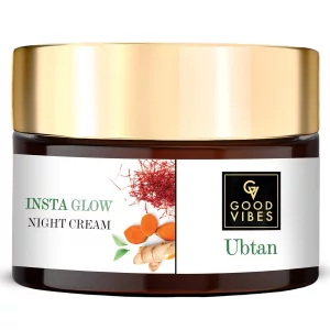 Good Vibes Ubtan Night Cream with Saffron Turmeric Vitamin B3 Hydrating Overnight Restorative Moisturizer for Skin No Parabens or Sulfates 176 Oz