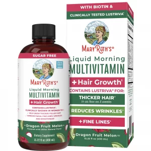 MaryRuth's Liquid Multivitamin + Hair Growth | Biotin 10000mcg | Lustriva Hair Growth Supplement | Clinically Tested in Women for Thicker Hair & Faci